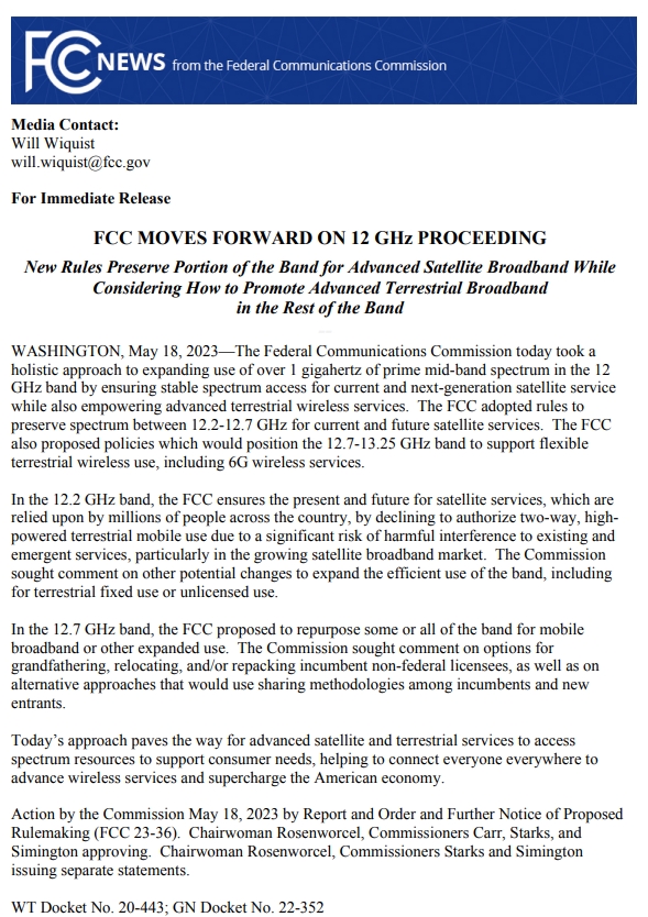 美國FCC通過了12GHz / 60GHz 頻段新規(guī)則(圖4)